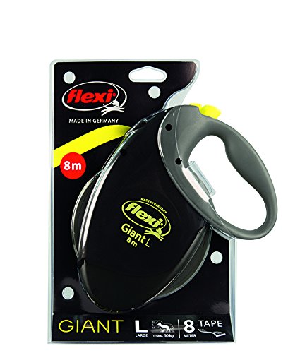 flexi Roll-Leine GIANT L 8 m Gurt für Hunde bis 50 kg, schwarz / neongelb