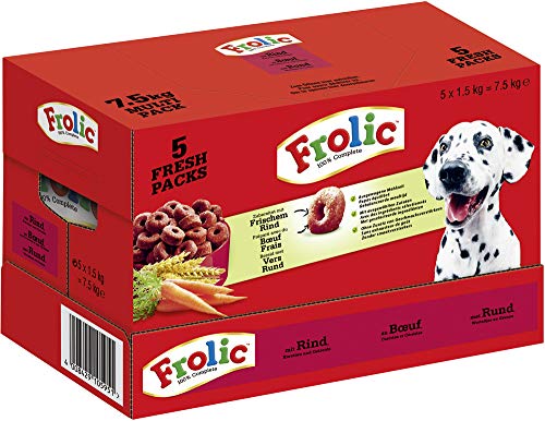 Frolic Hundefutter Trockenfutter mit Rind, Karotten und Getreide, 1 Karton (1 x 7,5 kg)